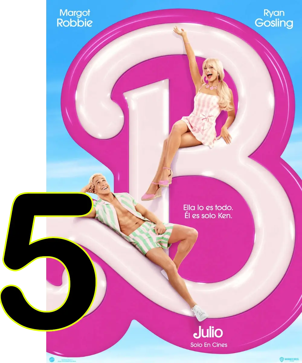 Barbie film artwork featuring its central characters