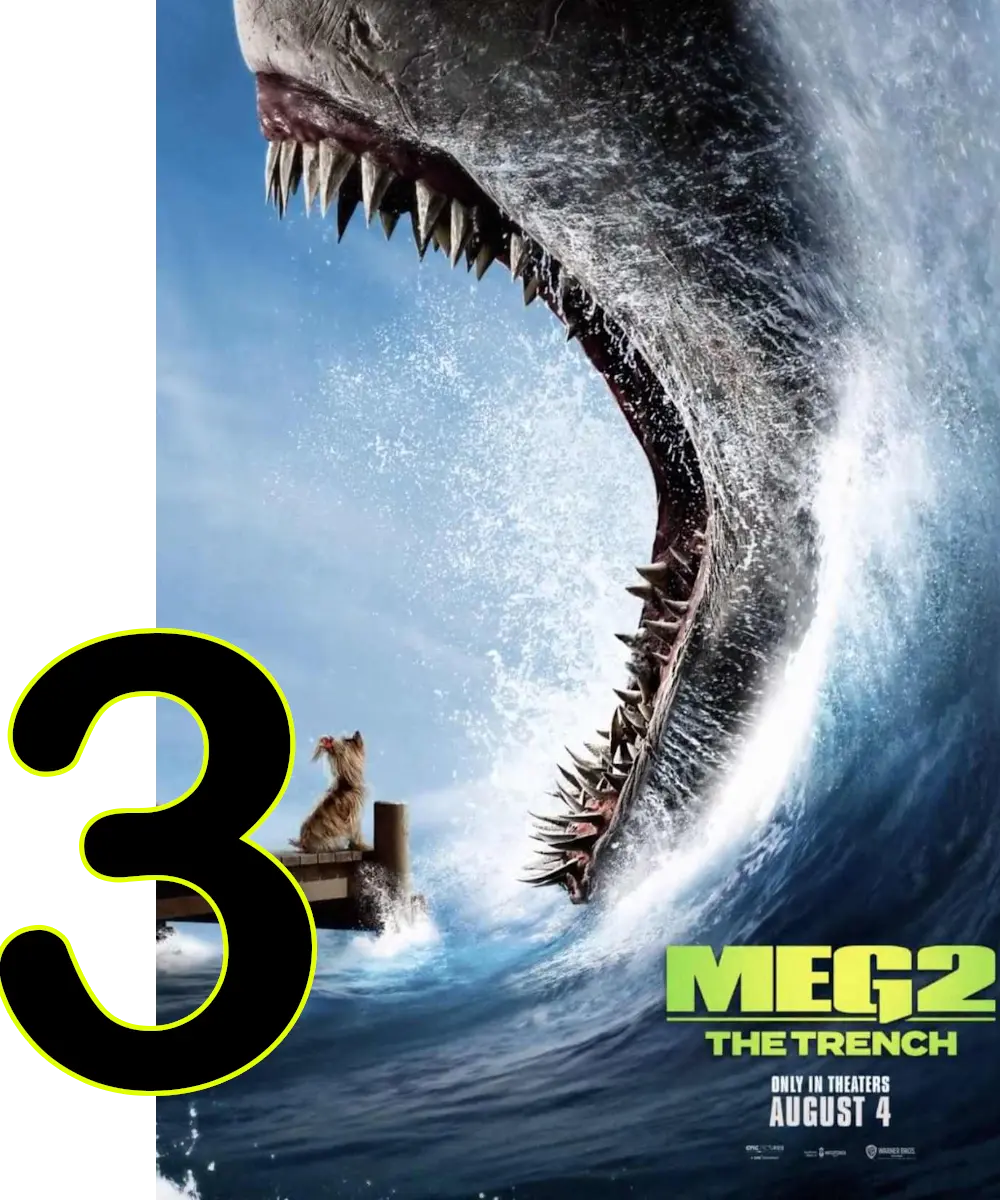 Meg 2 film artwork featuring a giant shark