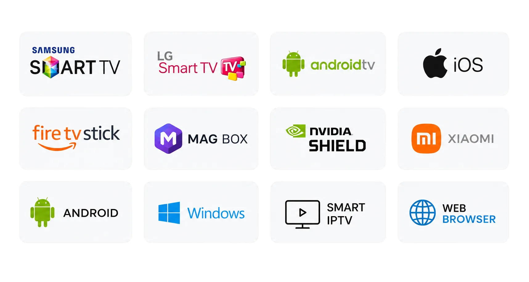 Compatible device types available for FoxTele IPTV setup